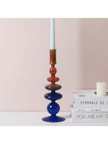 1 pieza Candelabro de vidrio creativo y sencillo, florero artístico para decoración del hogar, sala de estar y mesa, ideal para insertar flores secas