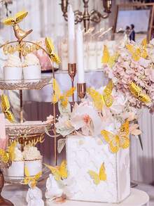 48件彩色3D蝴蝶蛋糕装饰 - 适用于蝴蝶生日派对、蛋糕装饰、礼品装饰、幼儿园装饰！圣诞节、万圣节、感恩节、复活节礼物