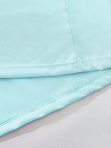 女士荷叶边短袖牛奶丝镂空露脐紧身连衣裙，娃娃裙，性感内衣，性感内衣连衣裙，派对夜店装 - 薄荷藍 - 查看 7