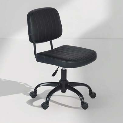 Silla Oficina en Casa,Silla Trabajo Giratoria Cuero PU con Respaldo Bajo y Brazos,Silla Escritorio con Ruedas Ajustable en Altura para Niños,Adolescentes y Adultos Marrón