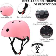 Juego de Cascos para Niños Incluye 2 Coderas, 2 Rodilleras,2 Palmilleras, 1 Casco, para Practican Esquí, Ciclismo, Patinaje sobre Ruedas y Deportes al Aire Libre,Conjuntos de Patines Niños, - rosa - Ver 8