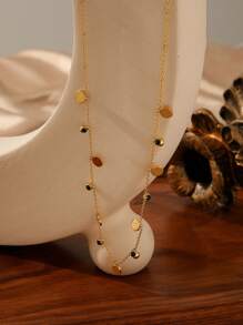 1 pieza Collar con colgante de acero inoxidable chapado en oro de 18 quilates y piedra de circonita cúbica para mujeres, adecuado para el trabajo, citas y fiestas