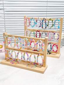 1pc Multi-Hook Wooden Jewelry Organizer Rack, 2/3/4 Tiers Jewelry Display Stand, Elegant Multi-Layer Hanging Rack For Necklaces, Hair Ties, Bracelets, Earrings And Other Accessories, Multi-Function Key Holder Hooks For Women Storage Organizer Travel Essentials Father Gift