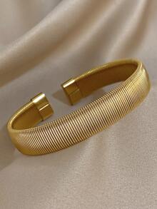 1 pieza Brazalete minimalista, brazalete de acero inoxidable para superposición para mujeres, accesorio para uso diario y de fiesta, regalo de verano y Navidad - Multicolor - Ver 7