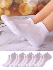 5 Pairs Men's Black, White, Gray Breathable Mesh Ankle Socks, Summer - Multicolor - View 1