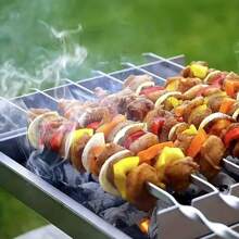 20/30/50pcs Durable Stainless Steel BBQ Skewers With 1 Tube Storage, Reusable And Easy To Clean For Outdoor And Indoor Grilling Parties