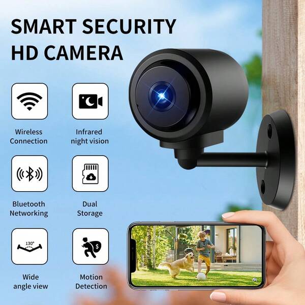 1080P高清WiFi安防摄像头，室内/室外两用，2.4GHz频段，具备夜视、移动侦测功能，支持云端及SD卡存储，可通过App远程控制，适用于家庭及宠物监控