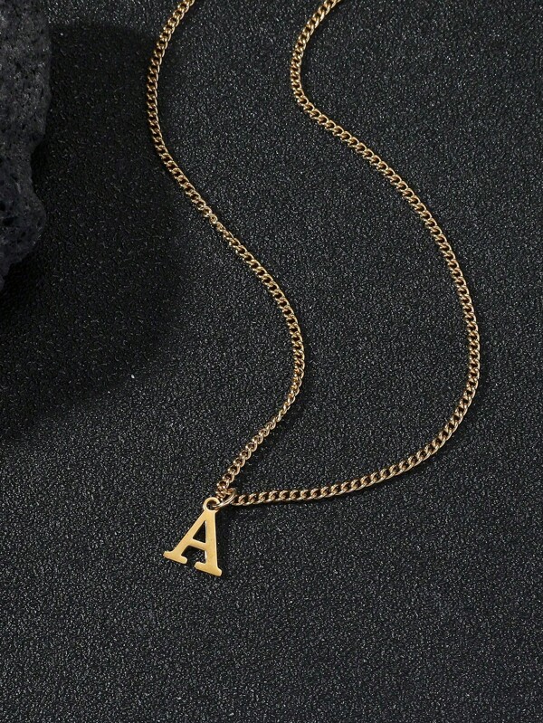1pc Minimalist Style Men's Stainless Steel Letter Pendant Necklace Suitable For Travel Photos To Wear