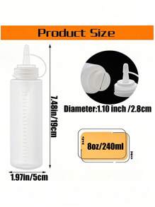 3/5/8-Piece Plastic Squeeze Bottle, 8-Ounce Leak-Proof Condiment Container For Ketchup, Mustard, Mayonnaise, Syrups, Sauces, Seasonings, Oils And Honey - Red, Yellow And White Liquid Dispensers For Ketchup Squeeze Bottles With 100% Waterproof Label