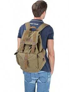 Gootium Canvas Backpack - Vintage Outdoor Backpack Travel Daypack - Small Khaki - View 4