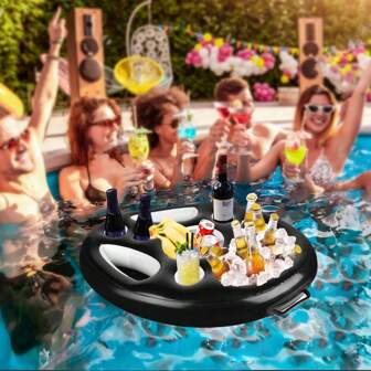 PVC Drink Holder Cup Floats For Swimming Pool Party, Inflatable Pool Bar Serving Tray