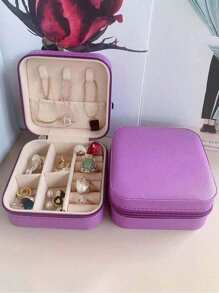 1 Stück tragbares Schmuckfach, kleine Schmuckboxen für Frauen, einfache Schmuckorganizer für Zuhause, Reiseorganizer, feines Mini-Aufbewahrungsbox für Ohrringe, Reise-Schmuckkoffer mit Reißverschluss für Ohrringe, Ringe, Halsketten, Armbänder, tragbare Make-up-Tasche, süße Kosmetiktasche, Schul-Essentials, unvergessliche Geschenke zu Feiertagen, Brautjungfern-Geschenke und Reise-Essentials, doppelschichtiger tragbarer Mini-Ausstellungskoffer, Reise-Zubehör, Strand-Sommer für Frauen, Aufbewahrungsorganizer, Reise-Essentials, Schul-Essentials