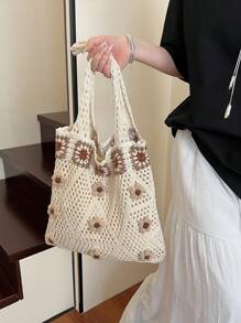 Summer Limited Edition | Handwoven Luxury Vacation Style Tote Bag, Casual Commuter Shoulder Bag For Women, Relaxed Beach Vibe, Fashionable Oversized Handbag With Ample Space, Fashion On Ins