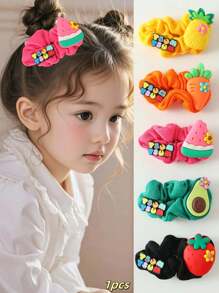 1pc Sweet & Fashionable Dopamine Fruit Decor Fabric Hair Clip For Girls