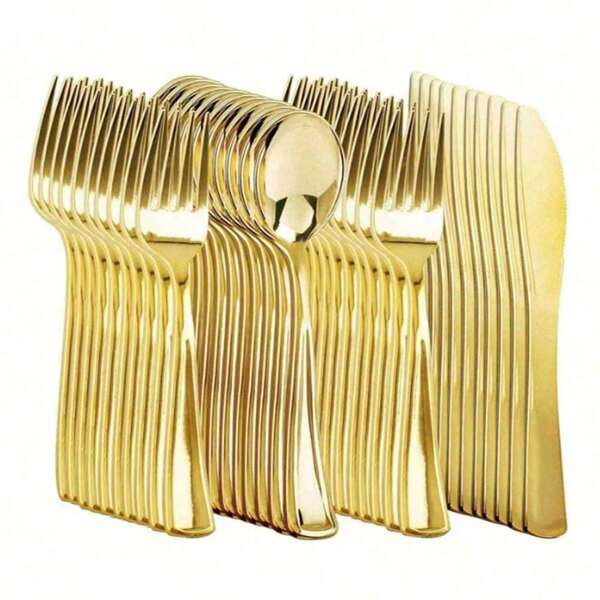 48pcs Gold Mirror Finish Thick Spoons, Suitable For Home, Outdoor Picnic, Birthday Party, Friends Gathering, Wedding Banquet And More,School Supplies
