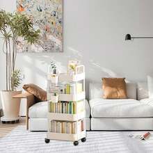 NetHong 3/4 Tier Rolling Trolley Cart For Kitchen Storage And Organization, Versatile Utility Cart With Multiple Shelves, Perfect For Home, Office, Or Event Use, Stylish And Functional Design For Easy Mobility, Ideal For Small Spaces, Modern Kitchen Decor, Enhance Your Cooking Experience With This Practical Storage Solution - White - View 1