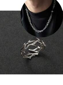 JLX.HARNESS 1pc Asymmetrical Design Punk Thorn Ring Adjustable Size Unisex Finger Ring