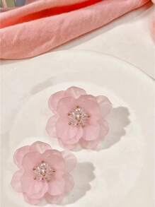 2 piezas Pinzas para el cabello con diseño de flor realista y elegante para niñas, versátiles