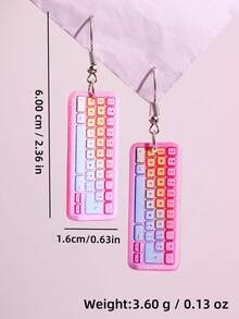 1 Pair Pink Cartoon Funny Creative Cute Shiny Keyboard Stud Earrings, Party Jewelry For Women - Multicolor - View 5