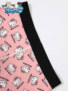 Sanrio 1 Set Sanrio Hello Kitty Printed Cross Back Camisole, 2-In-1 With Built-In Cup Holder, Versatile Casual Inner/Outer Wear, Fitted Sports & Yoga Outfit, Suitable For Spring, Summer, Autumn & Winter