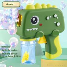 1 PIEZA Adorable pistola de burbujas de dinosaurio de dibujos animados, sin pilas necesarias, presiona continuamente para hacer burbujas, adecuado para juegos de interiores y exteriores para niños, adecuado para que los niños presionen, juego de burbujas, diversión con burbujas, casa de burbujas