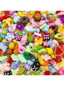 10/20/30/50/80/100/200pcs Vivid Resin Craft Supplies - Imaginative Animals, Fruits And Food Series - Colorful DIY Jewelry Making Necklace, Bracelet And Earring, Perfect For Craft Lovers And Jewelry Making