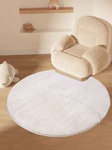 1 Stück runder Kunstwollteppich, einfarbig, Kurzflor, leicht zu reinigen, modernes Design, verschiedene Größen, geeignet für Wohnzimmer, Schlafzimmer, Arbeitszimmer, Umkleideraum, Schminktisch-Bereich, Dekorationsteppich, Geschenk für Feiertage - Beige - Übersicht 14