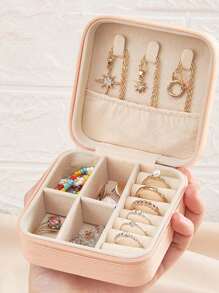 1 Stück tragbares Schmuckfach, kleine Schmuckboxen für Frauen, einfache Schmuckorganizer für Zuhause, Reiseorganizer, feines Mini-Aufbewahrungsbox für Ohrringe, Reise-Schmuckkoffer mit Reißverschluss für Ohrringe, Ringe, Halsketten, Armbänder, tragbare Make-up-Tasche, süße Kosmetiktasche, Schul-Essentials, unvergessliche Geschenke zu Feiertagen, Brautjungfern-Geschenke und Reise-Essentials, doppelschichtiger tragbarer Mini-Ausstellungskoffer, Reise-Zubehör, Strand-Sommer für Frauen, Aufbewahrungsorganizer, Reise-Essentials, Schul-Essentials