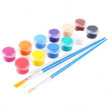 12 Colors Acrylic Paint Set With 2 Brushes, Suitable For Crafts, Toys, Decorations, Home Decor, Painting