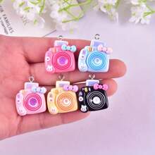 5/10pcs Cute Cartoon Bow-Knot Camera & Tree Resin Charms, Jewelry DIY Earring Necklace Accessory, Suitable For Earrings, Necklaces, Bracelets Decoration
