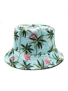 Fashionable Summer Flamingo Pattern Printed Reversible Bucket Hat, Unisex Outdoor Casual Sun Protection Bucket Hat Suitable For Vacation - A - View 5