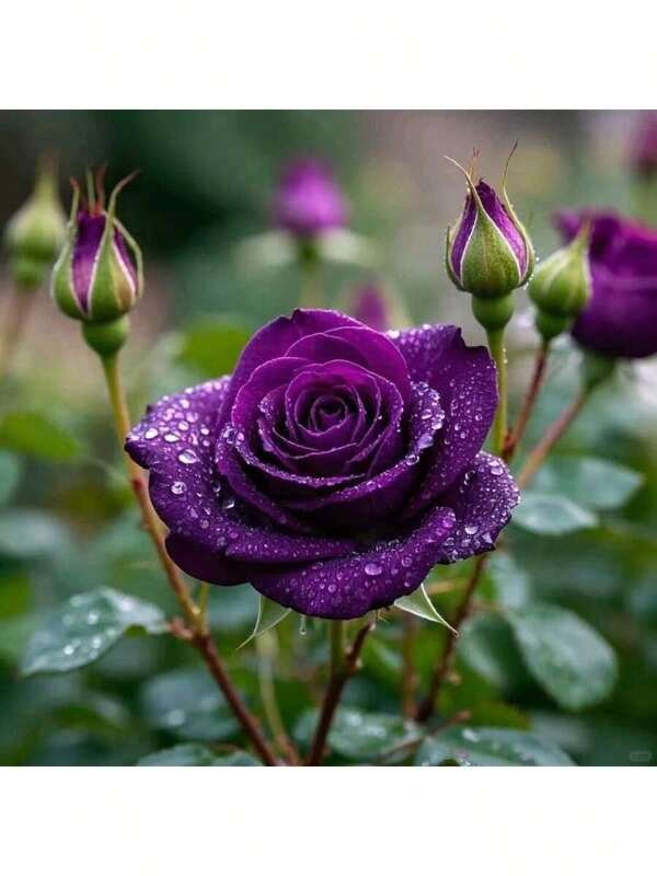 100 Dark Purple Rose Bush Seeds For Planting, Rose Bush Seeds Flowers To Grow