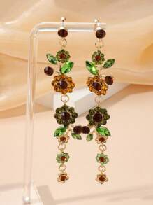 1 par de aretes elegantes y de lujo con diseño de flor de cristal de roca, adecuados como regalo para esposa, novia, Día de San Valentín, Día de la Madre, cumpleaños, Navidad