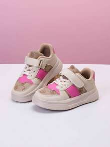 1 Pair Children's Casual Sports Shoes, 4-Season Girls Flat Sneakers, Spring/Autumn New Hook-And-Loop Soft Bottom Lightweight Campus Style Outdoor Shoes