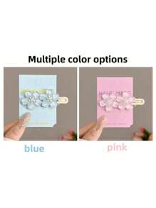 4pcs Romantic Sweet Pink/Blue Sakura Hair Clips, Cute Side Bangs Clips For Women, Y2K Fairy Decorative Hair Accessories, Ins Style, Hair Clip Card Paper Not Included, Suitable For Daily Use, Valentine's Day Gift Back To School