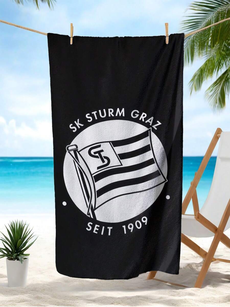 SK Sturm Graz Beach Towel - Ultra-Absorbent, Knit Polyester, Rectangular Beach & Bath Towel With "SK STURM GRAZ SEIT 48.49meter Logo, Ideal For Beach And Bathroom Use, Beach Towel | Modern Design | Absorbent Fabric, Beach TowelTravel Essentials Travel Accessories Beach Essentials - Monivärinen - Näytä 1