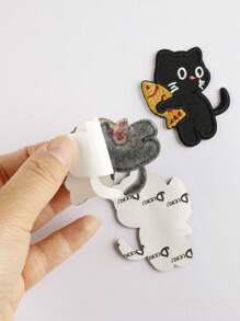 3 Stücke/Packung Cartoon Katze bestickte Stoffpatches, selbstklebende dekorative Applikationen für Kleidung, Taschen, Handyhüllen, Vorhänge zum Selbermachen