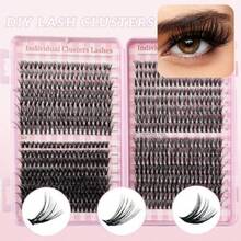 640pcs Mixed Lash Clusters Kit Stunning 30D+40D+50D 916mm Length Individual Lashes Cluster Eyelash Kit Extension DIY Lash Extension D Curl Wispy False Eyelashes Clusters - Black - View 3