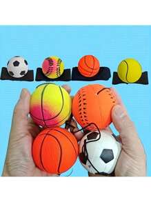 1 pieza Balón de rebote de baloncesto con muñequera, pelota elástica de PU de 60 mm de alto rebote para entrenamiento de jóvenes con correa para la muñeca - Juego deportivo de lanzamiento y rebote duradero, apto para actividades al aire libre como béisbol, baloncesto, fútbol, tenis - Pelota de entrenamiento de coordinación ojo-mano