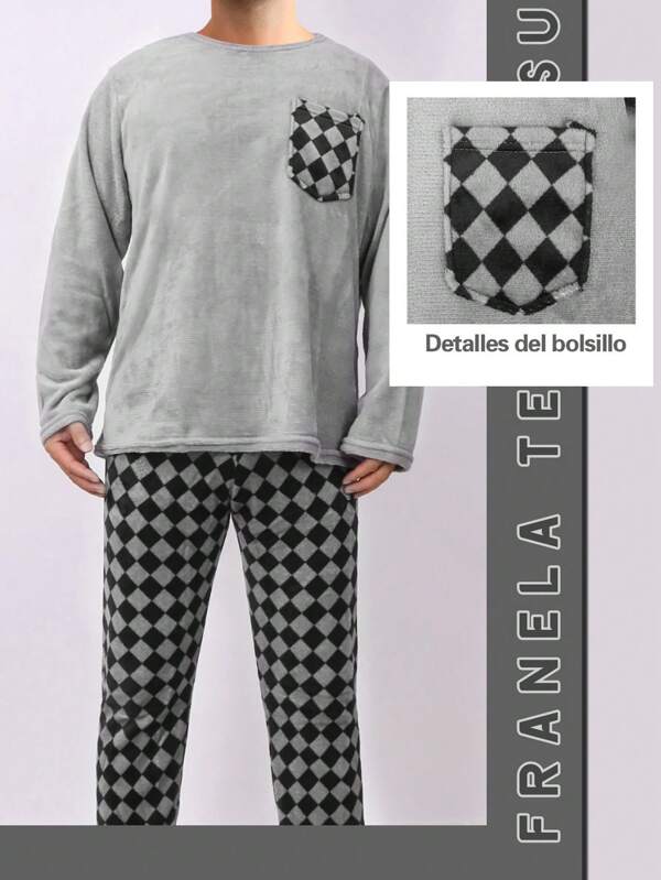 Pijamas Invierno para Hombre, Conjunto de 2 Piezas de Manga Larga y Pantalones Confort y Estilo