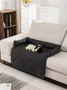 1pc Water-Resistant Anti-Slip Light Grey Pet Sofa Cover With Pillow, Suitable For Cars, Fit For Small/Medium/Large Cats And Dogs, All Seasons