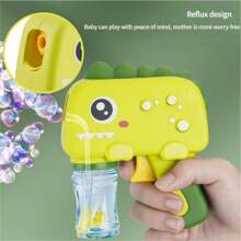 1 PIEZA Adorable pistola de burbujas de dinosaurio de dibujos animados, sin pilas necesarias, presiona continuamente para hacer burbujas, adecuado para juegos de interiores y exteriores para niños, adecuado para que los niños presionen, juego de burbujas, diversión con burbujas, casa de burbujas