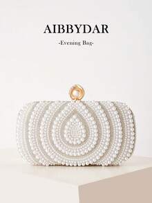AIBBYDAR 女士晚装包，复古白珍珠女士晚装手拿包，手工串珠和水钻装饰钱包，优雅礼服包，适合婚礼、晚会、派对、节日聚会的单肩包