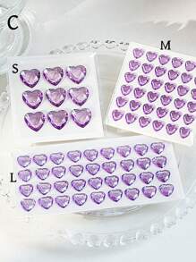 3pcs/Set Rhinestone Stickers, Cartoon 3D Heart Stickers, Crystal Gem Stickers, Decorative Stickers. Suitable For DIY, Scrapbooking, Various Sizes For Decorating Different Items., School Supplies,Back To School
