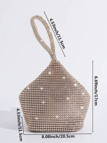 时尚奢华水钻装饰晚装手提包 - 香檳色 - 查看 4