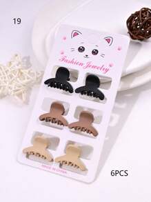 6pcs/Set Solid Color Casual Cute ABS Plastic Hair Clips, Butterfly, Flower, Heart, Square Design, Small Size Matte Black Bangs Claws, Princess Front & Side Bang Clips, Suitable For All Seasons Summer Hair Jaw Clip