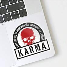 Karma Vinyl Stickers, Skull Red Stickers, Cool, Suitable For Car Bumpers, Water Cups, Tablets, Mobile Phone Cases, Etc., Disposable Stickers