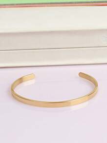 1 stuk elegante, modieuze, eenvoudige C-vormige open armband in goudkleur, geschikt voor dames, feestjes en dagelijks gebruik