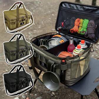 HIKEMAN Borsa portatile per il campeggio, borsa porta-griglia, organizer per le stoviglie, custodia da esterno per il campeggio, borsa da campeggio tattica per il trasporto, borsa a tracolla (solo borsa)