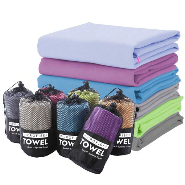 Uma bolsa cilíndrica portátil que embala toalhas absorventes de secagem rápida de alta qualidade, disponíveis em vários tamanhos, toalhas de praia para áreas externas de secagem rápida e sem areia, e um design de alça portátil adequado para acampamentos ao ar livre, ciclismo, condicionamento físico, natação, ioga, mochilão, esportes ao ar livre e corrida ao ar livre.